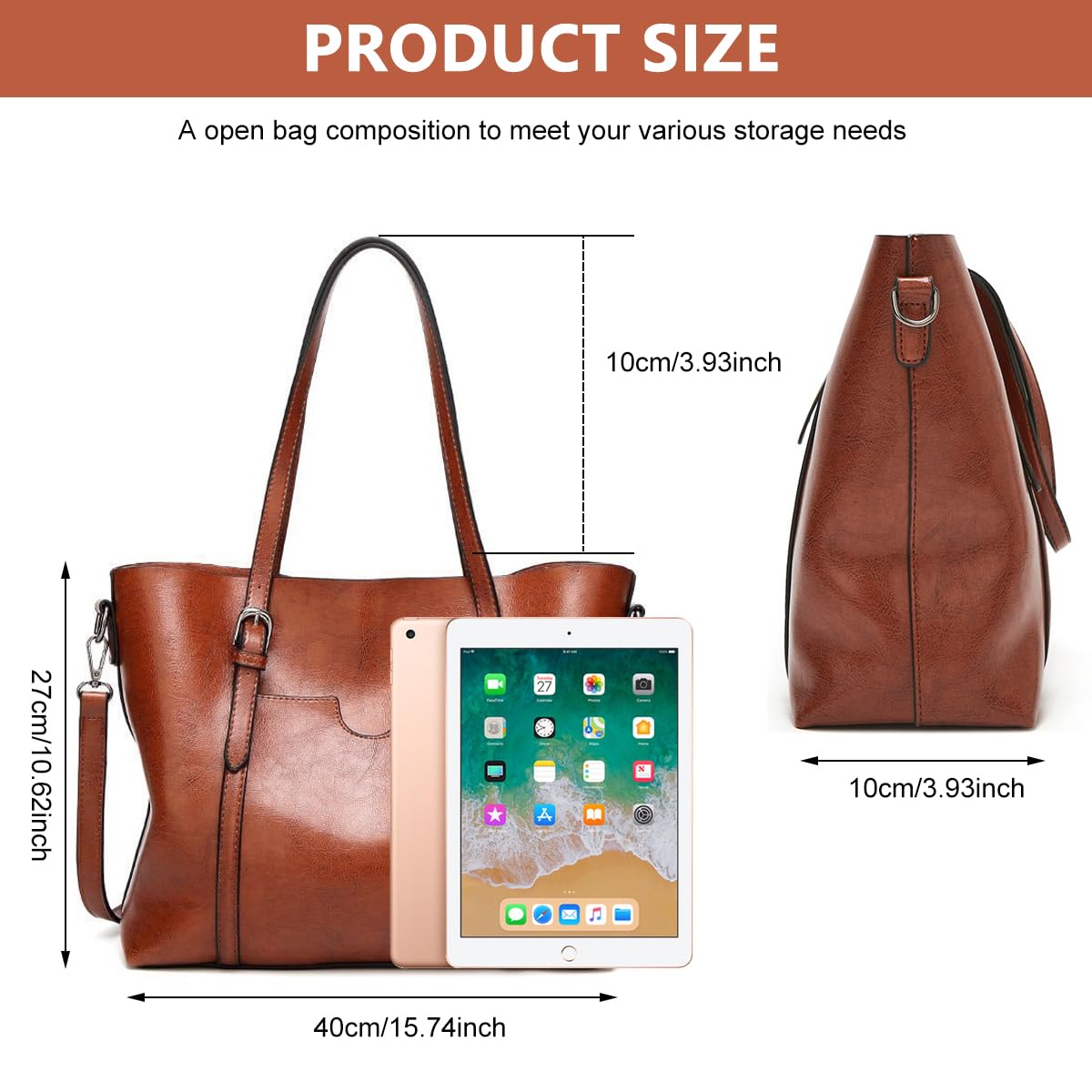 PALAY Tote Bags For Women PU Leather Large Capacity Hobo Bag for Women with Detachable Adjustable Strap Sling Bag for Travel, Commuting