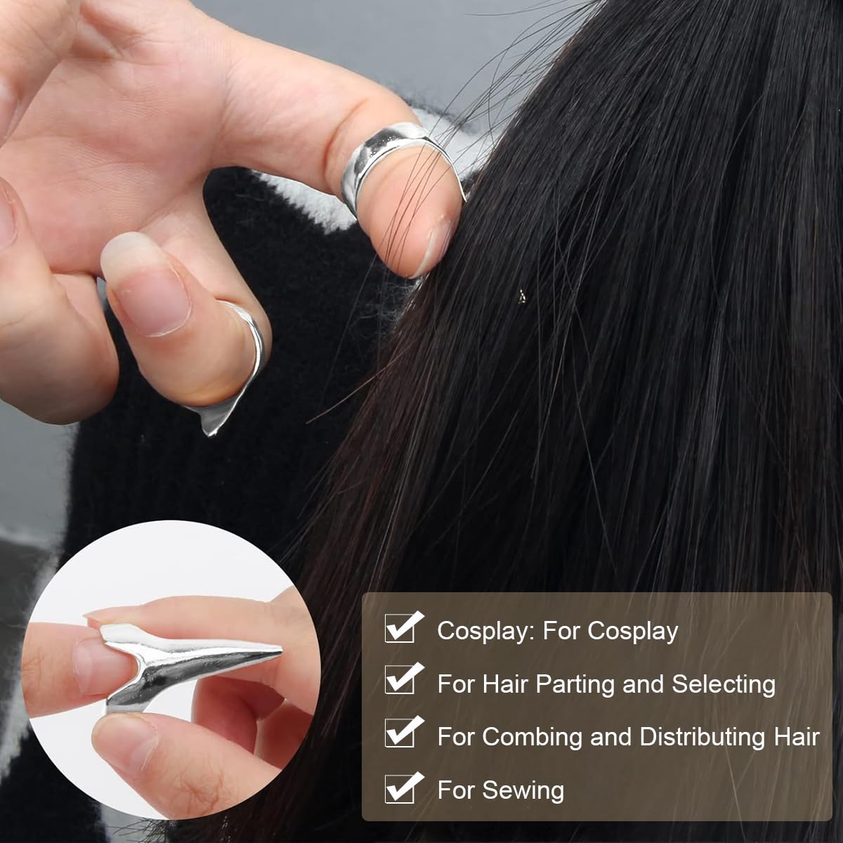 MAYCREATE Magnetic Line Clips Holder Wristband Silicone Wristband Hair Clips Organizer Set with 2 Pintail Combs, 6Pcs Hair Sectioning Clamps Clips, 6 Hair Sectioning Rings