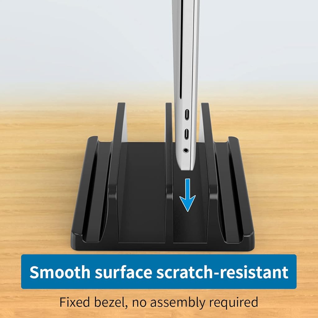 ZORBES Laptop Stand for for 17.3in Vertical MacBook Pro Stand MacBook Stand Desktop Organizer Silicone Anti-Slip Dual Slot Vertical Laptop Stand for MacBook/Chromebook/Surface/Dell/iPad