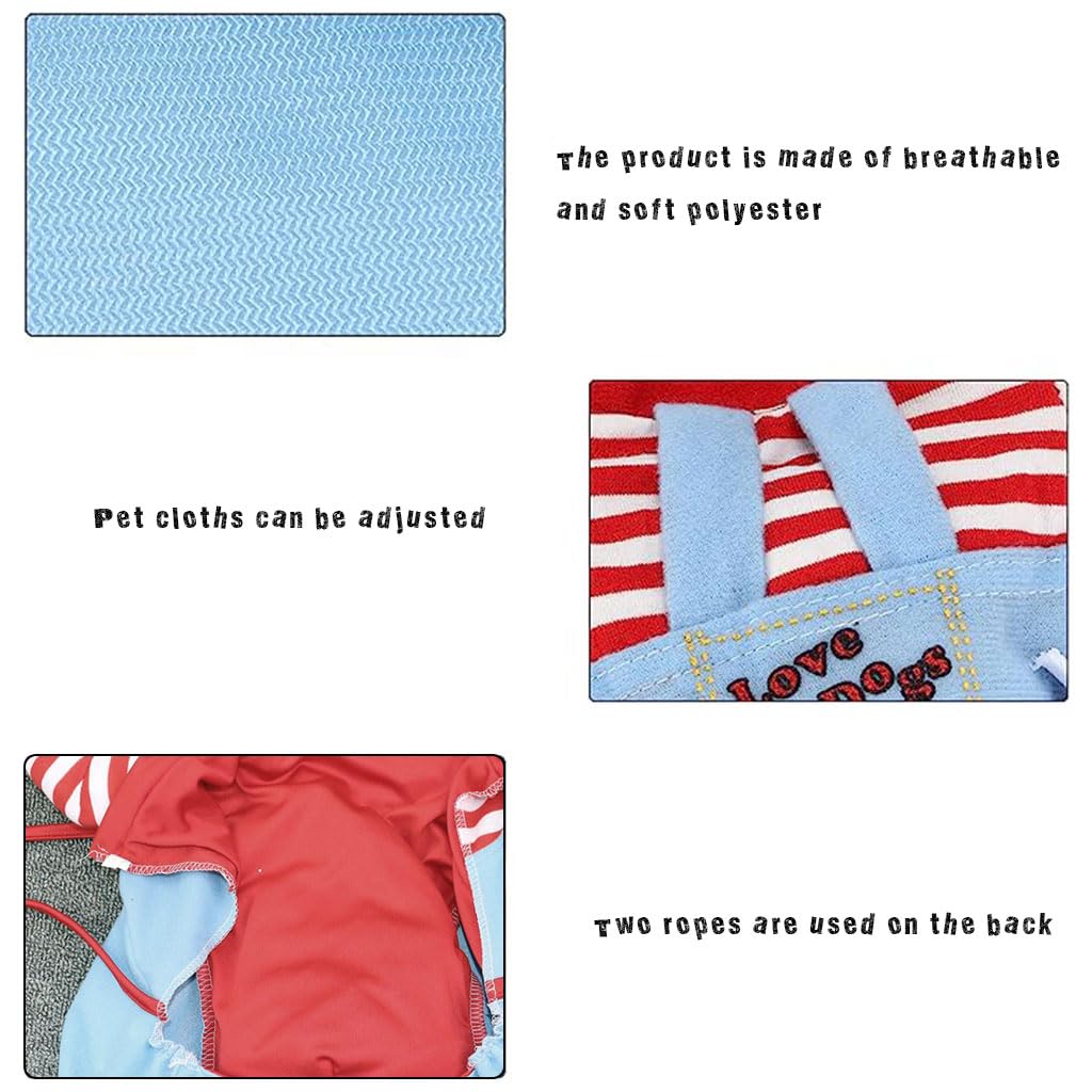 Qpets Pet Dog Clothes Hairpiece Costume Set, Funny Dog Clothes Deadly Doll Cosplay Costume For Halloween Party Funny Costume Dog Clothes Party Costume Dog Dress For Large Dogs Male (Size L), Blue