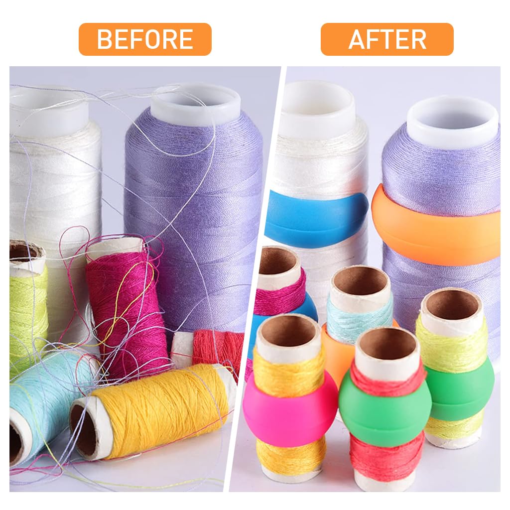 HASTHIP 50Pcs Thread Spool Savers Thread Spool Huggers Prevent Thread Tails from Unwinding Silicone Thread Spool Savers for Sewing Machine and Embroidery Machine Thread Spools