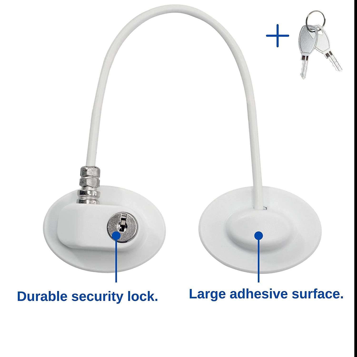 GUSTAVE Safety Door Locks with 2 Keys for Cupboard, Cabinets, Fridge & Freezers, Child Security Locks, Childproof Your House, with Adhesive, Residue-Free, White