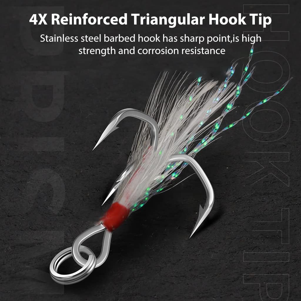 Proberos 5Pcs Fishing Lures, Dual Hook Metal Lures, Sinking Fishing Lure Bait for Saltwater Freshwater Trout Bass Salmon Fishing, Lifelike Eyes, 5 Colors Fishing Lures of 4.8cm, 10g Per One