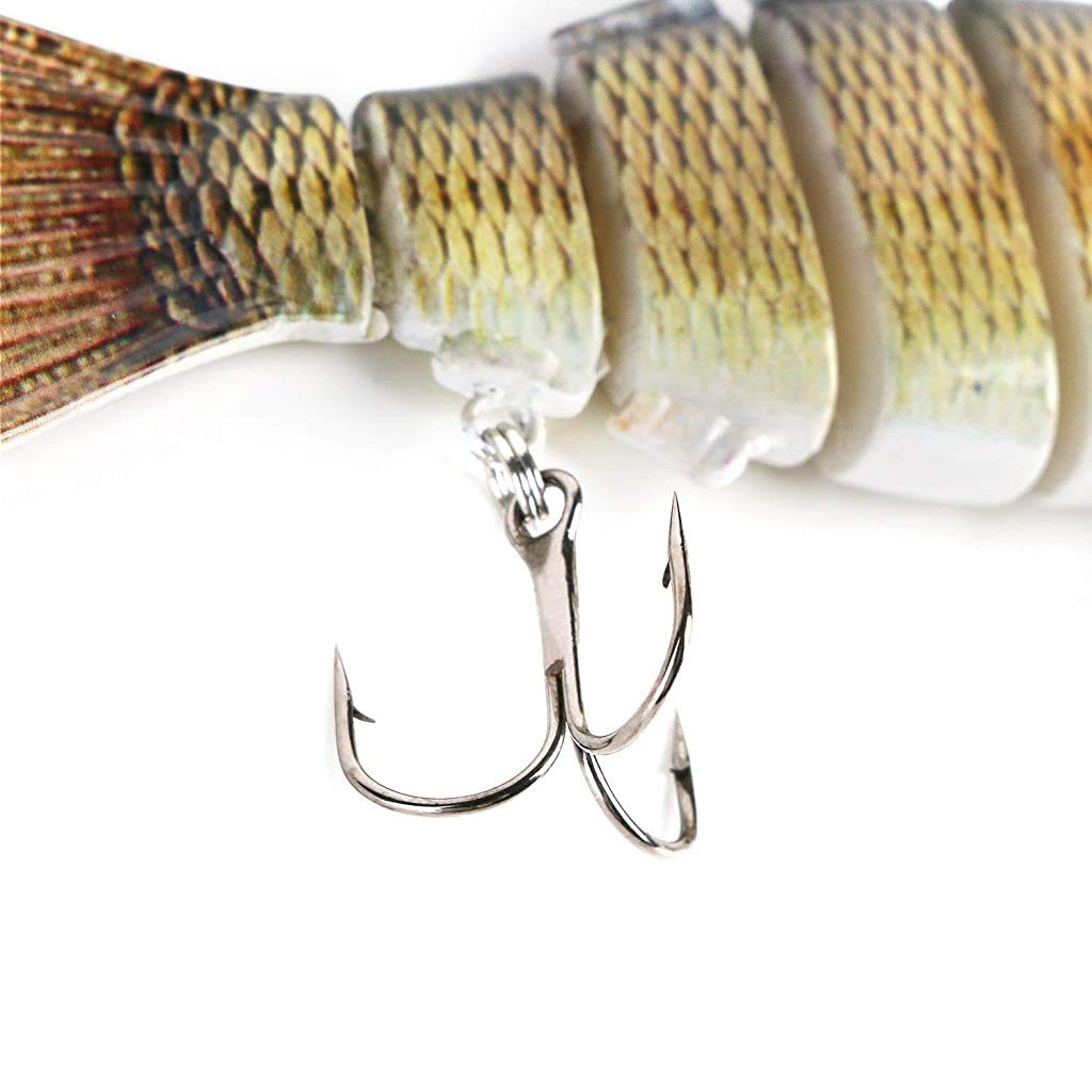 Proberos Fishing Baits, 2 Pack 6 Segments Lifelike Multi-Jointed Swimbait, Hight Quality Hard Bait Fishing Hooks with High Carbon Steel Tackle 6# (10cm/19g)