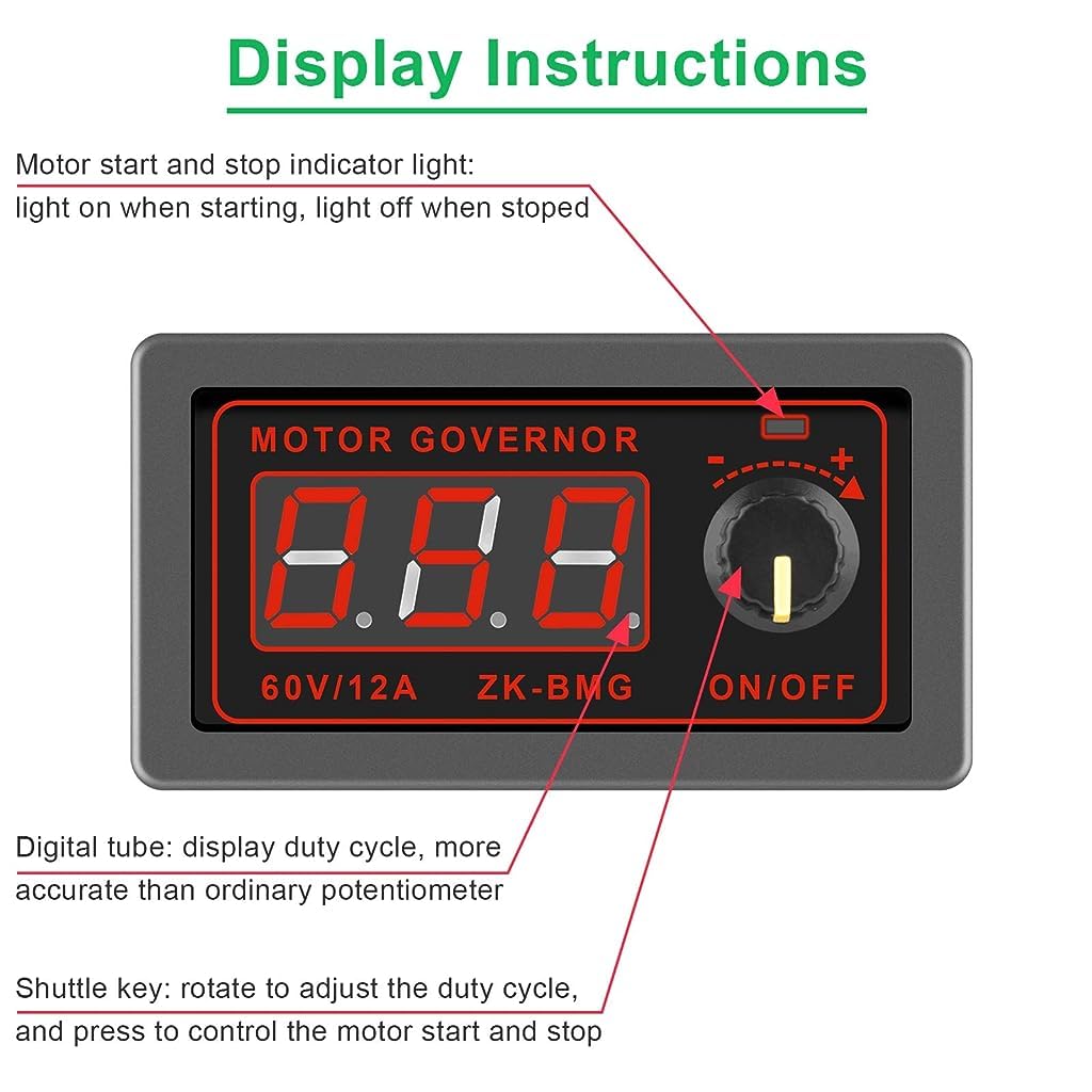 Serplex DC Motor Speed Controller PWM Speed Controller DC Motor Controller Current Speed Regulator DC 12V/24V/60V 500W Electric Motor Speed Control Regulator with LCD Display and Speed Control Potentiometer