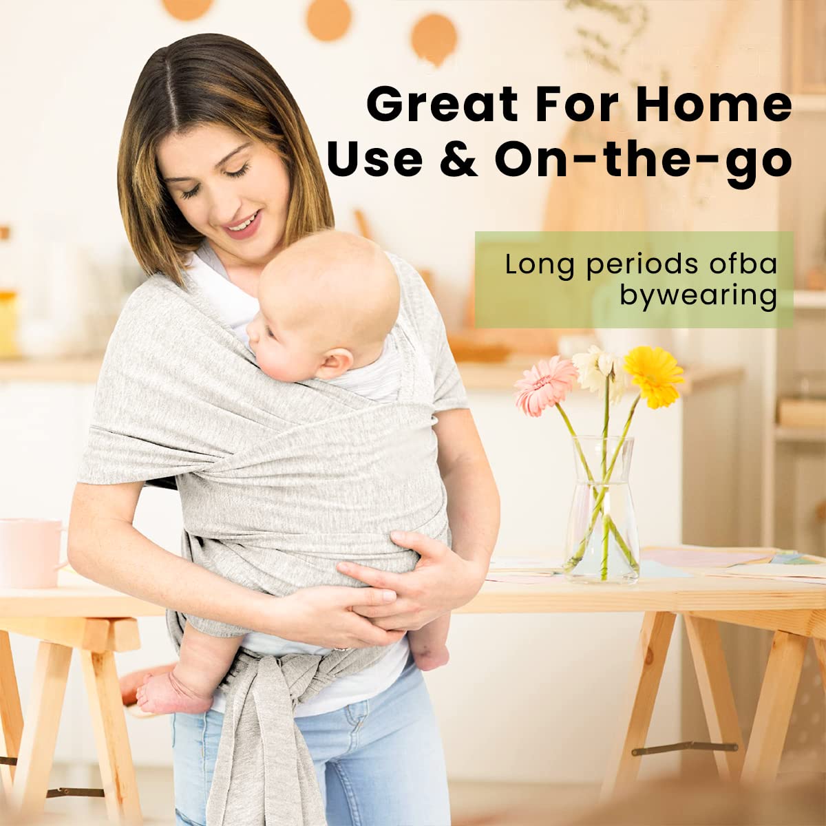 SNOWIE SOFT Baby Wrap Carrier - All in 1 Original Breathable Baby Sling, Lightweight, Hands Free Baby Carrier Sling, Baby Carrier Wrap, Baby Carriers for Newborn
