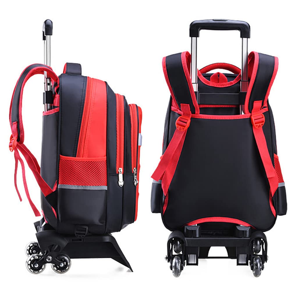PALAY School Bags for Girls Boys Trolley Bag Primary School Backpack with 6 Wheel, Detachable Wheel Stand with Puller School Bag for 1-5 Grade Students