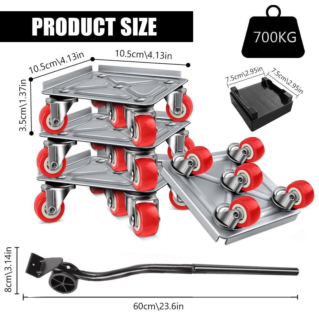 HASTHIP 5Pcs Furniture Moving Wheel Dolly with 4 Leverage Pads 5-wheel Furniture Moving Dolly Loading Moving Dolly with Leverage Tool Furniture Dolly for Table, Plant Pot, Drawer, Home Appliances