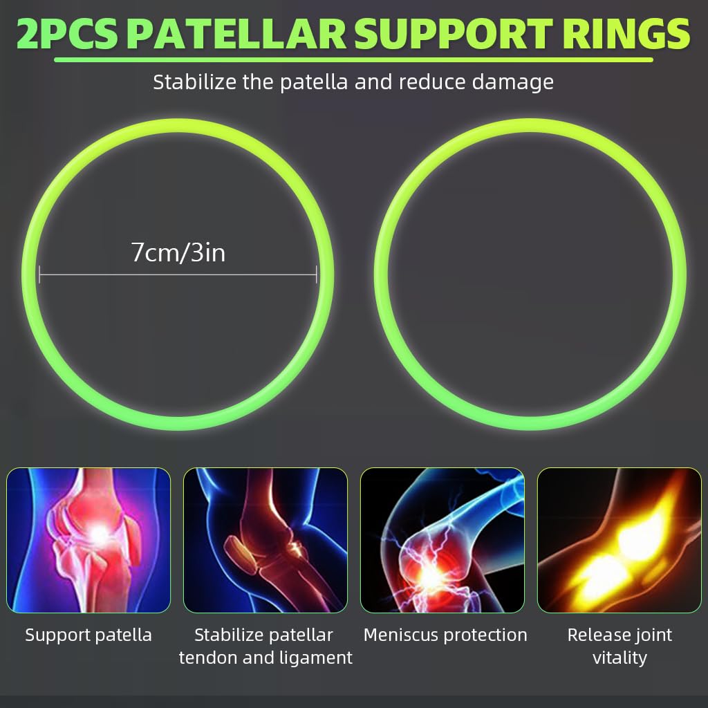 Proberos Patella Support Ring Anti-Slip Silicone Patellar Ring Knee Band, Knee Support Bandage, Knee Fashion Glow in The Dark Silicone Patellar Ring for Sports, Running, Basketball