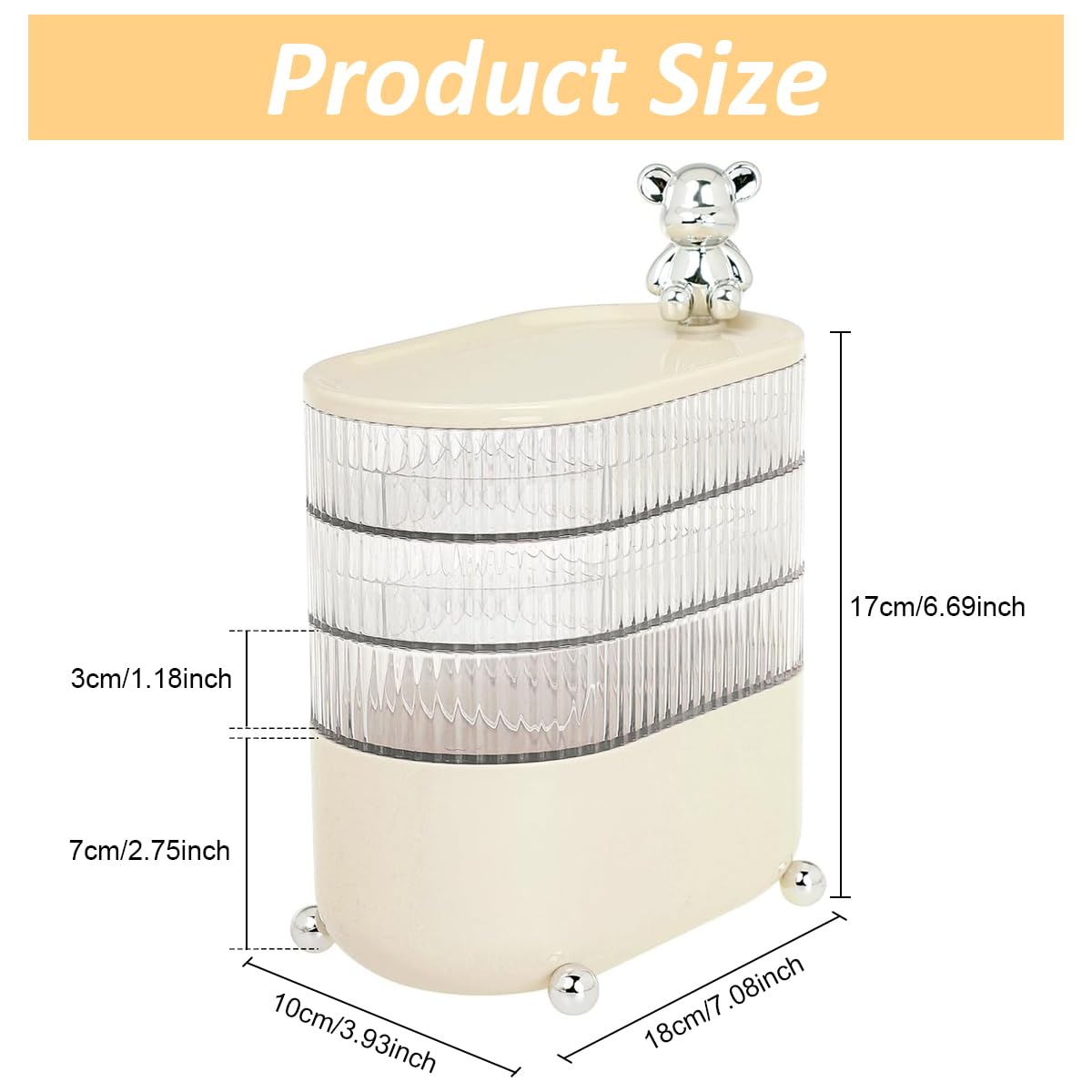 HASTHIP Jewellery Organisers 4-Tiers Jewelry Box Rotatable Hair Accessories Organizer Stand Elegant Dresser Table Acrylic Clear Storage Box for Hair Tie, Scrunchie, Earrings, Bracelets Holder