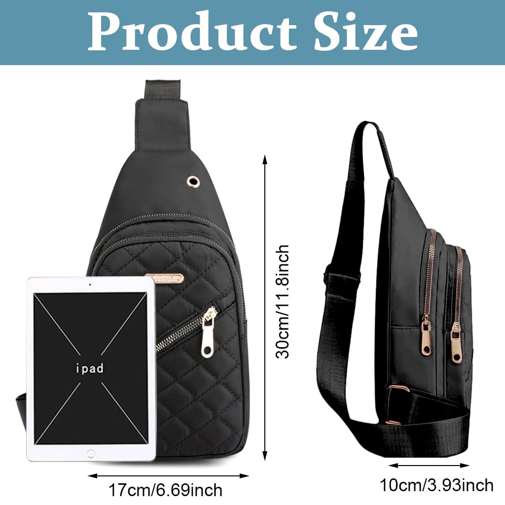 PALAY Crossbody Bag for Women Sling Bag for Women Crossbody Bag for Women Phone Bag Oxford Cloth Stylish Black Chest Bag Versatile Fashion Sling Bag Travel Shoulder Bags