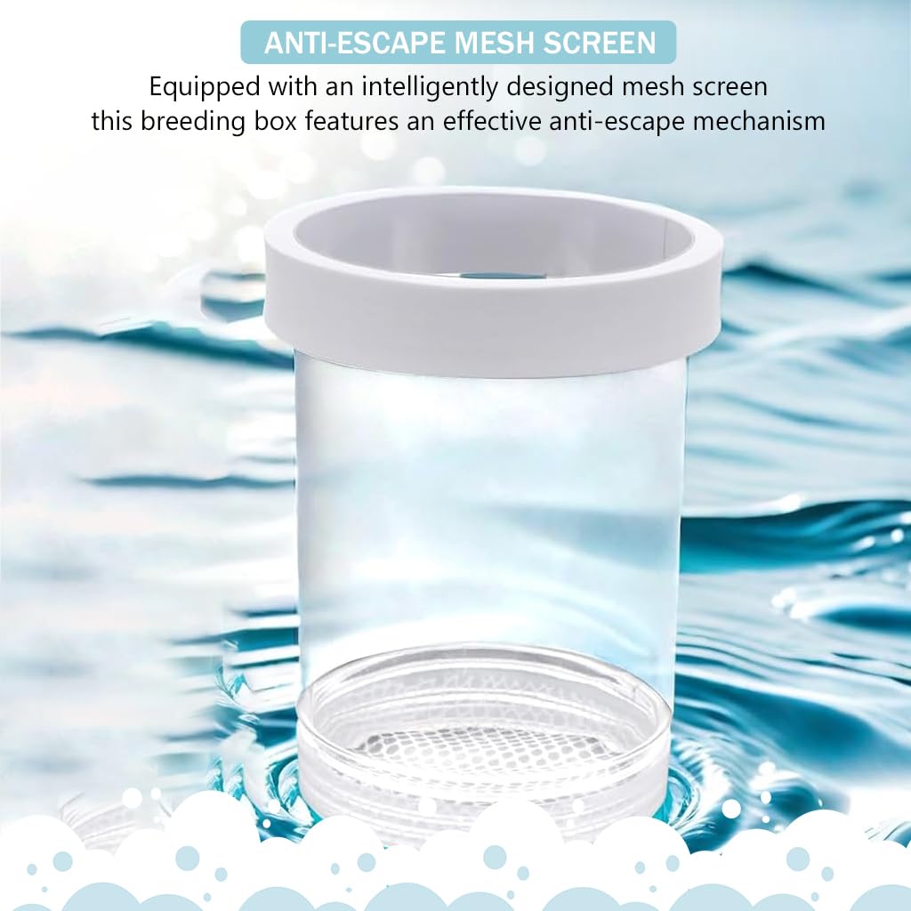 Qpets 2 Sizes Aquarium Betta Fish Breeding Boxes, Modular Incubator Boxes In-Tank Floating Breeding Box Anti-escape PET Plastic Fish Breeding Box with Mesh Screen