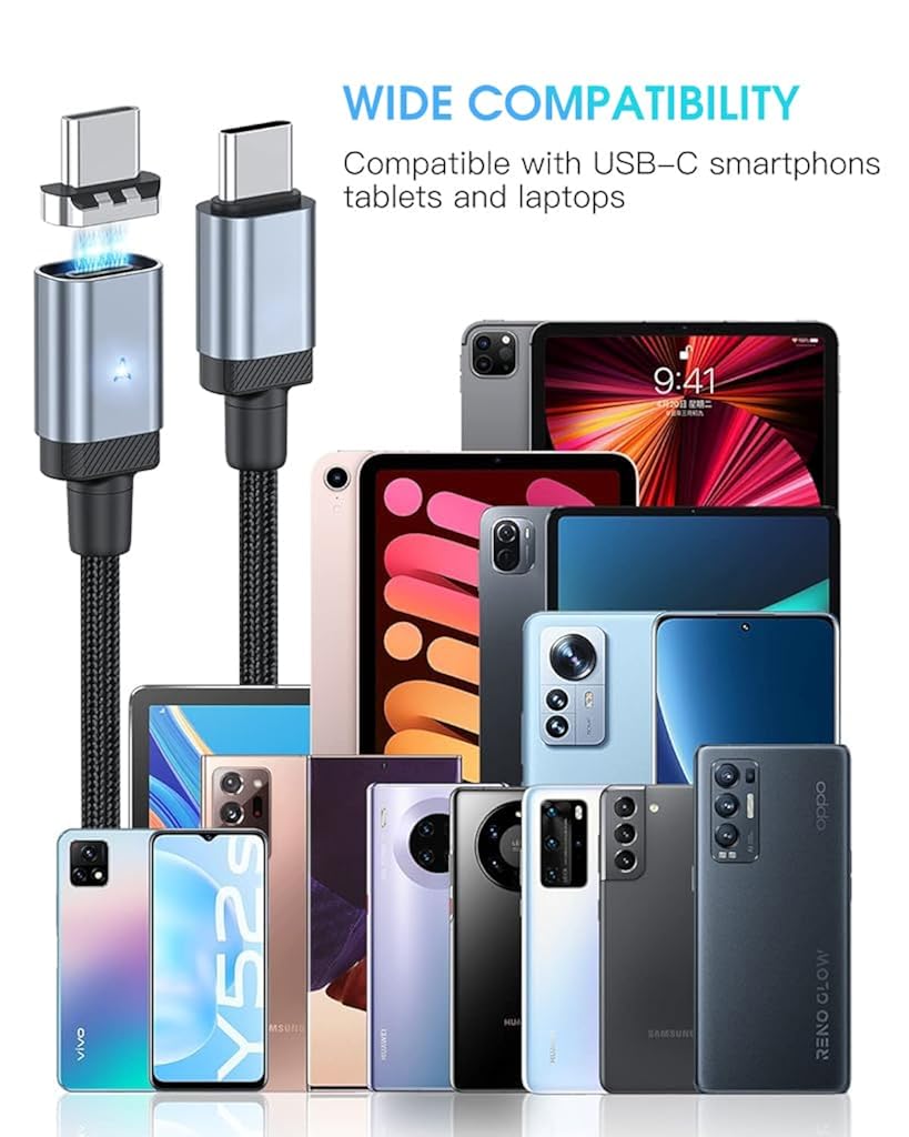 ZORBES 3.3ft USB C Cable for iPhone PD 60W Fast Charging Cable 2 In 1 Light-ning Cable Support Data Sync USB C Charging Cable for iPhone with 2 Magnetic Connectors USB C to Light-ning Cable