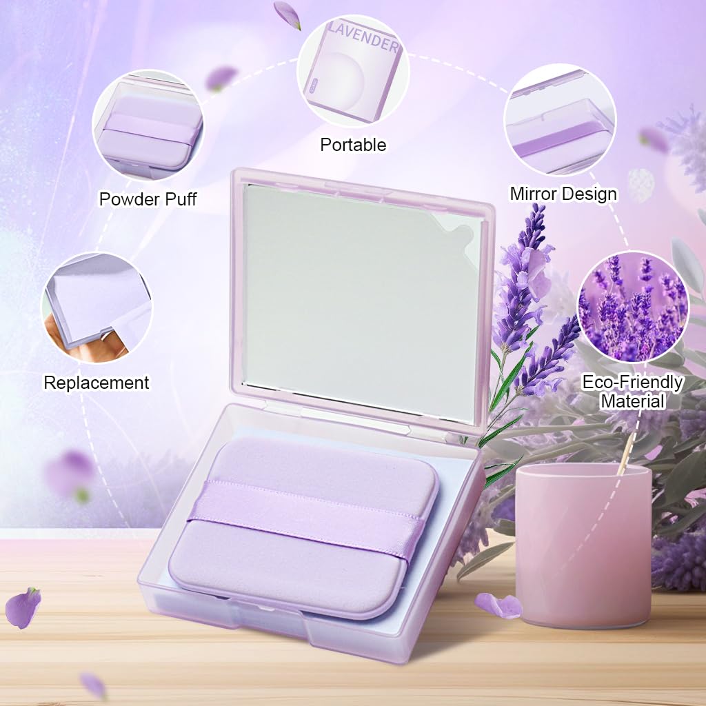 MAYCREATE 200Pcs Blotting Paper for Oily Face, Lavender Oil Absorbing Sheets for Face, Natural Oil Absorbing Paper for Face, Travel Compact Face Wipes for Oily Skin, with Mirror & Puff for Men Women