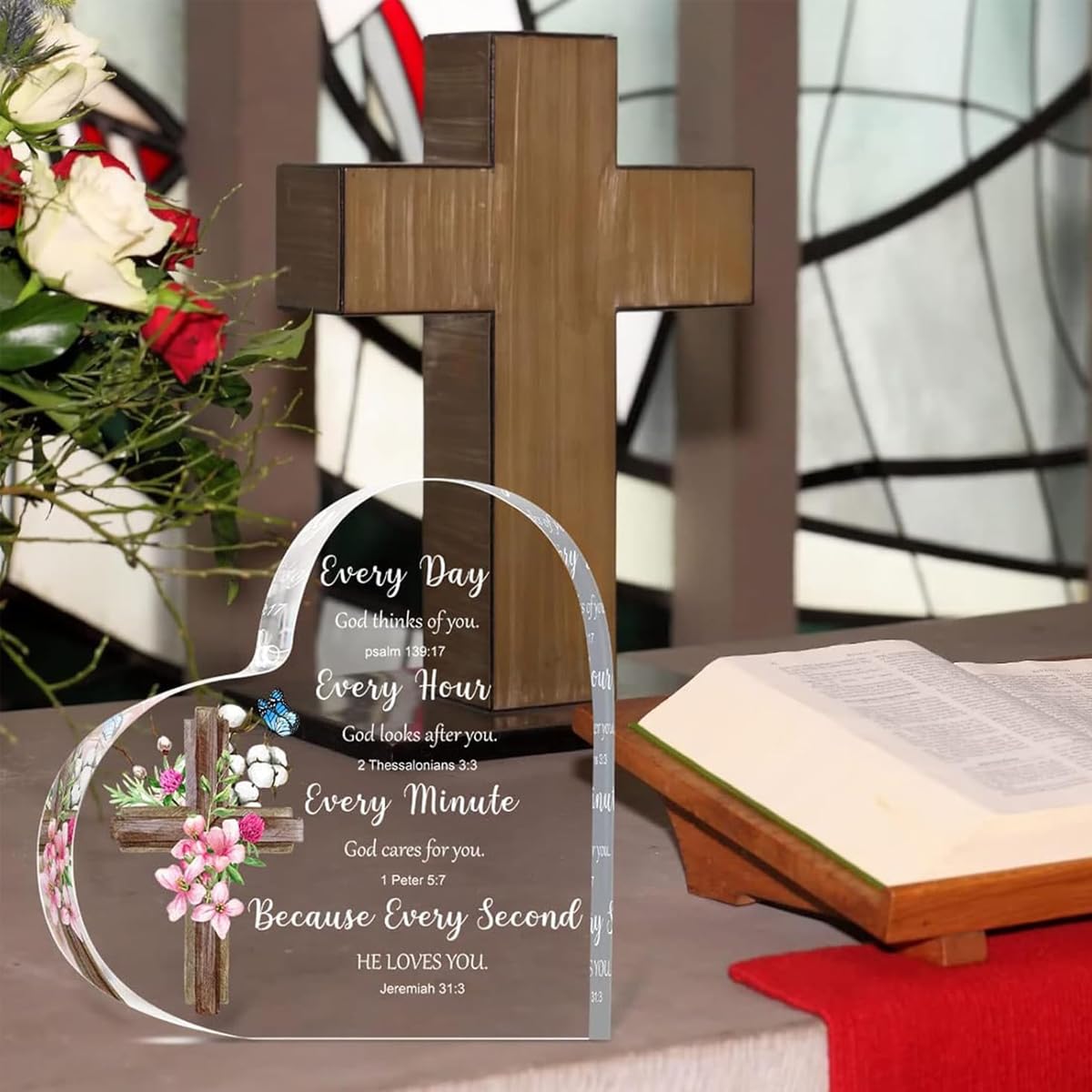 HASTHIP Christian Gifts for Women Inspirational Gifts for Women Religious, Bible Verse and Encouragement Spiritual Gifts, Gifts for Women, Mom, Friend, Sister-Acrylic Hearts Plaques