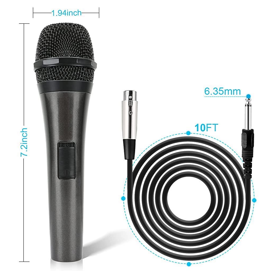 ZORBES Dynamic Karaoke Cardioid Microphone with 10ft Cable, Smart Noise Reduction, Metal Handheld Mic Compatible with Karaoke Machine/Speaker/Amp/Mixer for Karaoke Singing/Speech/Stage/Performance/Podium