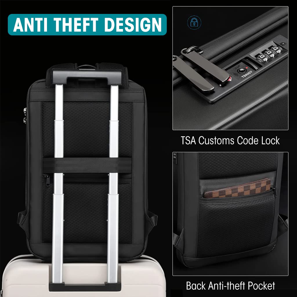 Verilux Hard Shell Laptop Backpack Anti-Theft Waterproof TSA Lock Backpack with USB Port Fit 15.6 Inch Laptop, Laptop Bag for Men Safe Travel Backpack