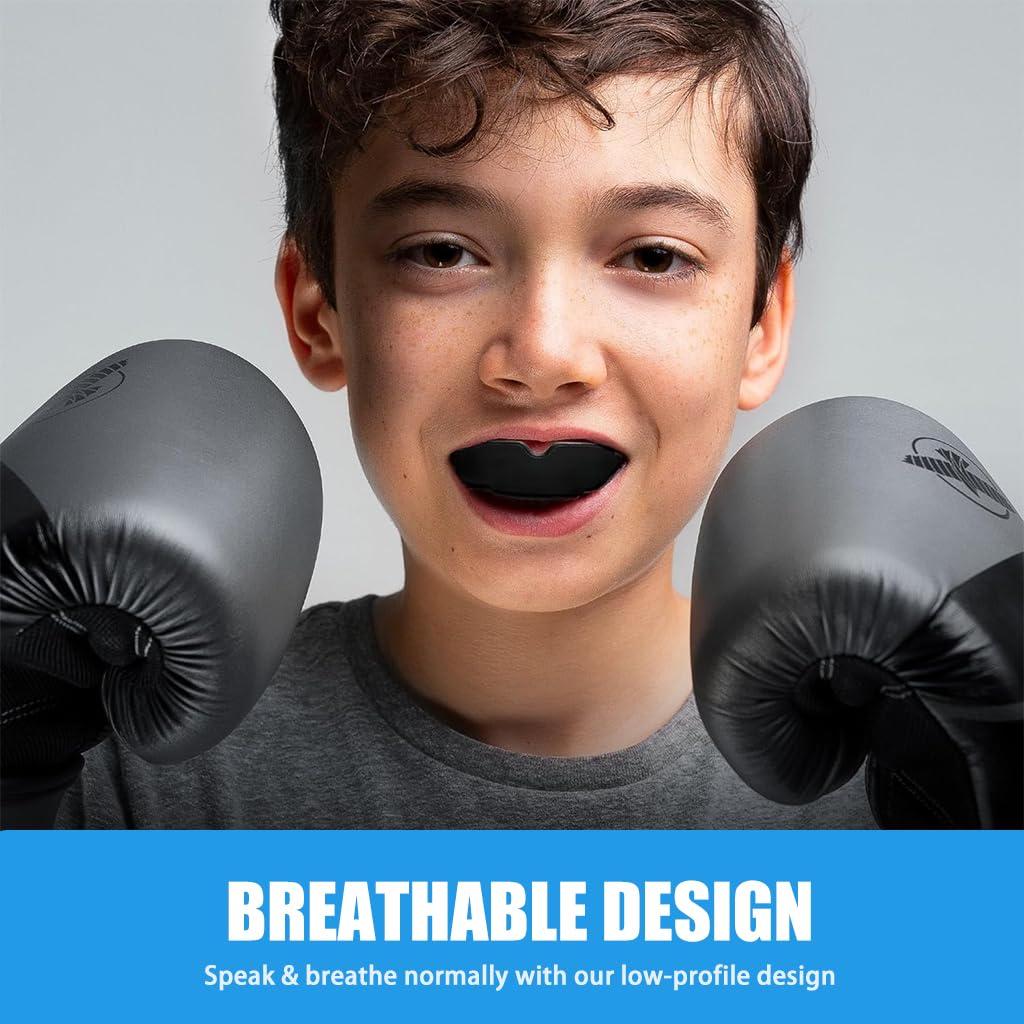 Proberos Sports Mouth Guard, Mouthguard Teeth Guard High-density Moulded Mouthguard, Professional Sports Mouthguards for Boxing, Football, MMA, and More. Teeth Protect Sports Accessories (Black)