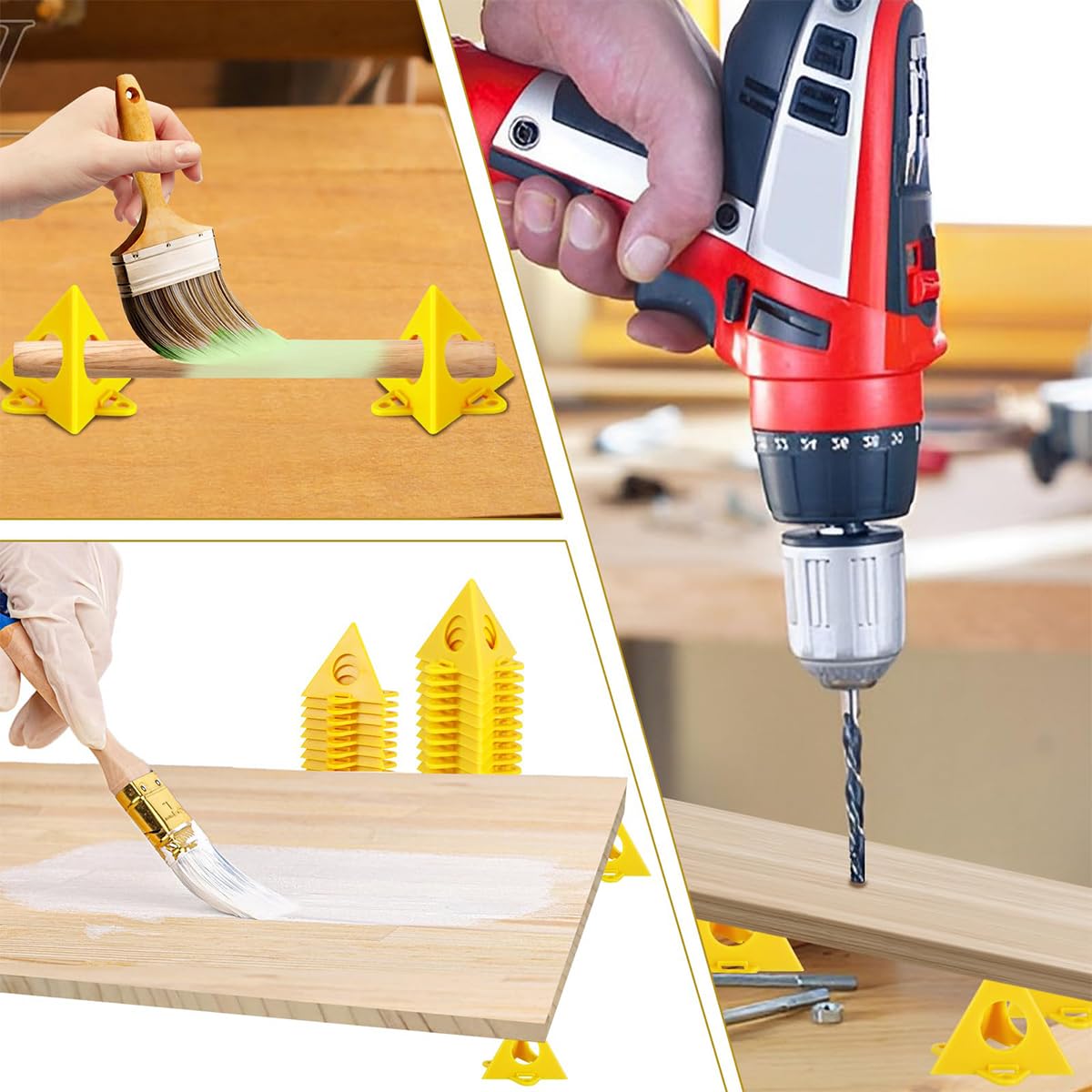 Serplex 20pcs Woodcrafting Triangle Stands for Finishing Multipurpose Triangle Stands for Woodworking Non-Slip Supports for Painting, Finishing, and Crafting Projects