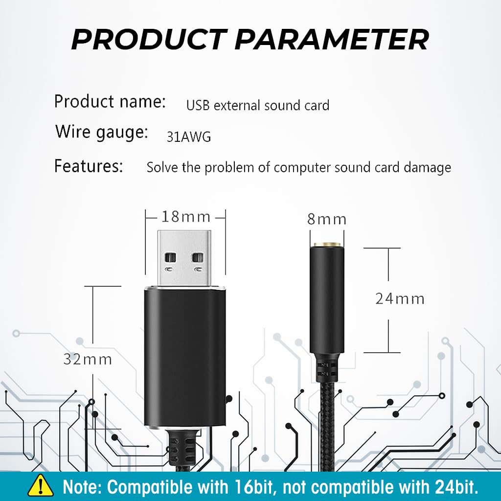 ZORBES USB to 3.5 mm Jack Audio Adapter, USB Sound Card USB to 3.5mm Jack USB Audio Adapter USB to Aux Converter USB External Stereo Sound Adapter Converter for Laptop, PS4, Headset, Microphone, Laptop, PC