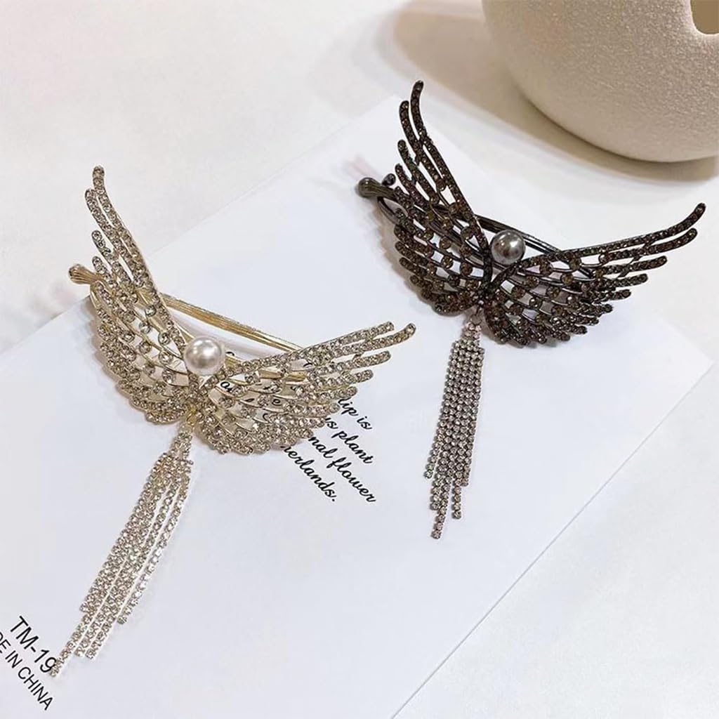 PALAY 2 PACK Wing Rhinestone Hair Claw Clips
