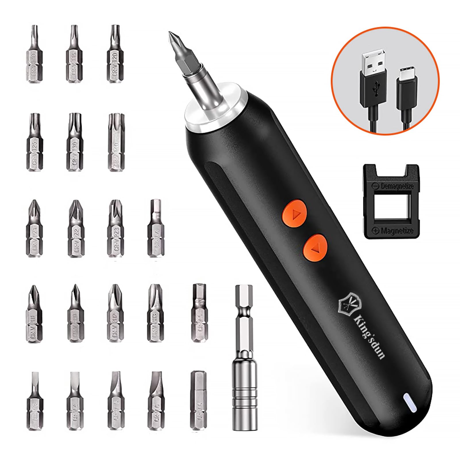 Serplex Electric Screwdriver Kit USB Rechargeable 3.7V Cordless Screw Driver Tool Set Kit with 20 Screwdriver Bit, Automatic & Manual, 2.5Nm Power Screwdriver for DIY, Repairing Computer, Laptop