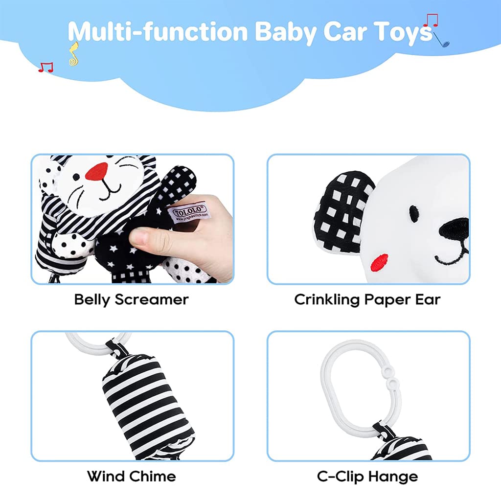 PATPAT® Baby Toy Car Toy for Kids, Rattle Toy Stuffed Toy Hanging Rattle Toys, Crib Toy Car Seat Travel Stroller Soft Plush Toys with Sound, Best Birthday Gift for Newborn 0-18 Month