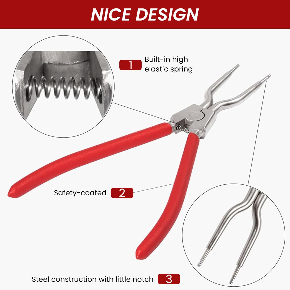 HASTHIP 11 inches Snap Ring Plier Carbon Steel Straight Tip Circlip Plier for Install and Remove Circlips Anti-Slip Rubberized Handle Retaining Ring Removal Plier Tool