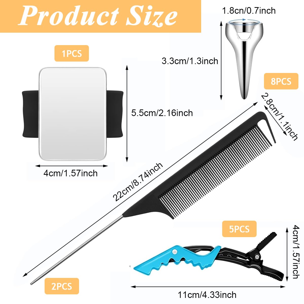 MAYCREATE Magnetic Line Clips Holder Wristband Silicone Wristband Hair Clips Organizer Set with 2 Pintail Combs, 6Pcs Hair Sectioning Clamps Clips, 6 Hair Sectioning Rings