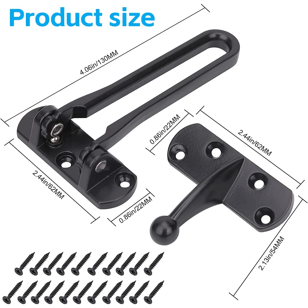HASTHIP Door Lock Latch, Door Stopper for Kids Home Hotel Apartment, Thicken Aluminium Alloy Satin Nickel, Door Chain/Guard/Security Latch