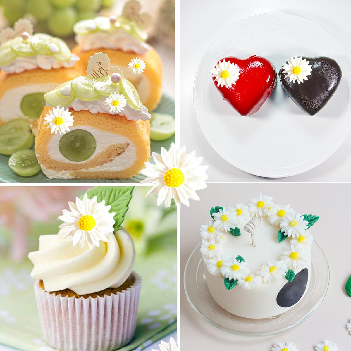 HASTHIP Flower Fondant Molds, Daisy and Small Flower Shaped Silicone Molds, Fondant Polymer Clay Candy Gummy Mold for DIY Polymer Clay and Cake Cupcake Decor Craft, Soap Crafting
