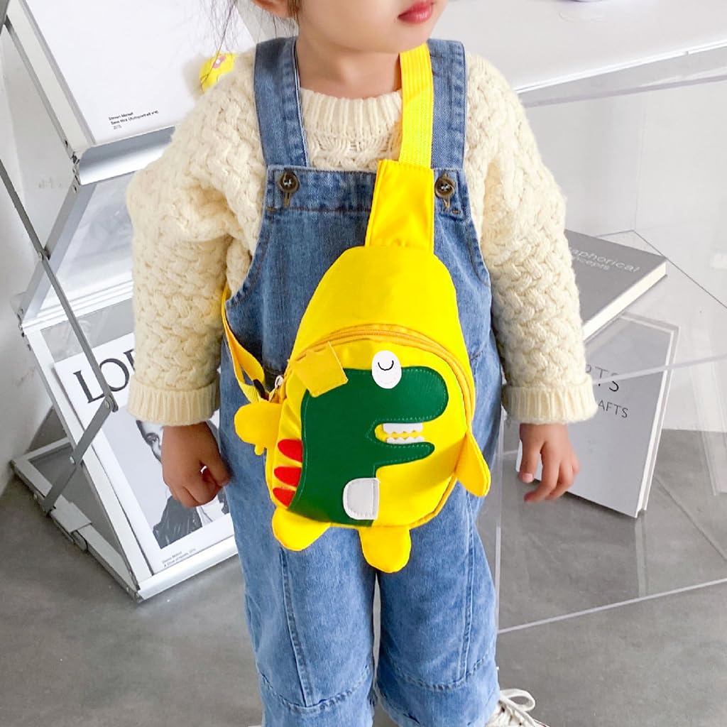 SNOWIE SOFT Kids Chest Bag Fashion Chest Bag for Kids Outdoor Travel Bag Cartoon Print Yellow Mini Crossbody Bag for Kids Sling Water Bottle Bag Shoulder Bag for Boys Girls
