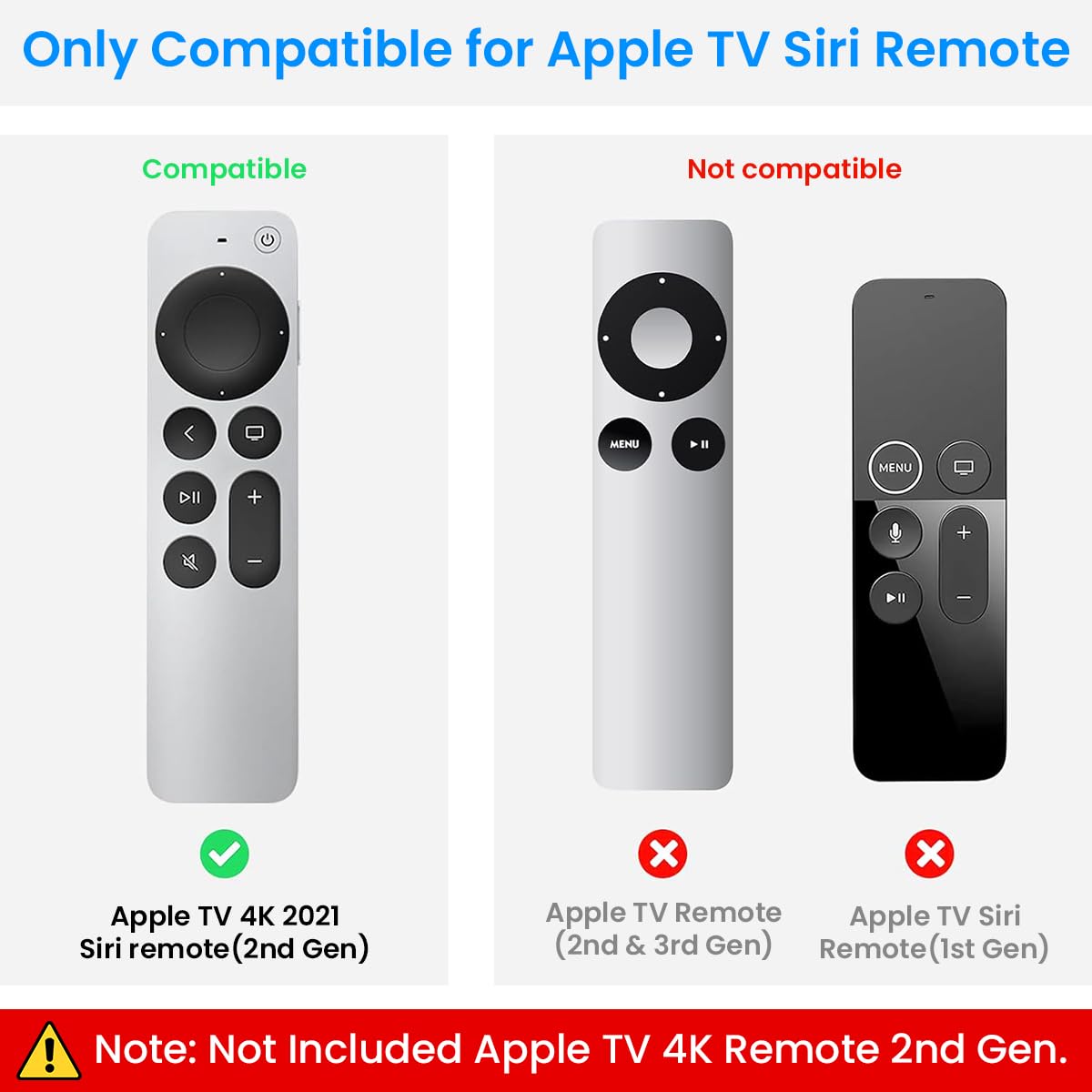 ZORBES Black TPU Case for Apple TV 4K Remote 2nd Gen. Apple TV 4K Case Remote 2nd Generation, TPU Anti-Scratch Protective Case Cover for Apple TV 4K Remote 2nd Gen