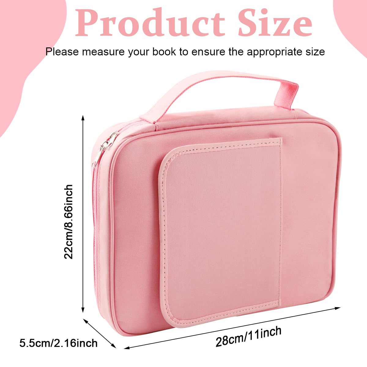 Climberty Bible Covers for Women & Girls, Bible Case Carrying Tote Bag with Book Stand, Bible Bag with Handle, Zipper and Multi-Pockets for Scripture Study Bible Protector, 28x22x6cm, Pink