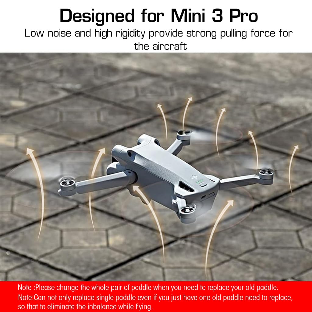ZORBES Dji Mini 3 Pro Propeller, 8Pcs Dji Mini 3 Propeller Blades Replacement, Ultral Lightweight Silent Flight Propeller Set With Screwdriver 12 Screws, Low Noise Replacement Drone Wings