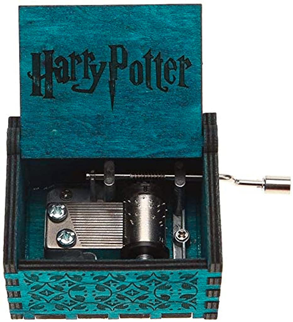PATPAT Harry Potter Music Box, Wooden Classic Music Box with Hand Crank Birthday Gifts for Girls Boys Diwali Gifts for Kids Friends Family (Blue)