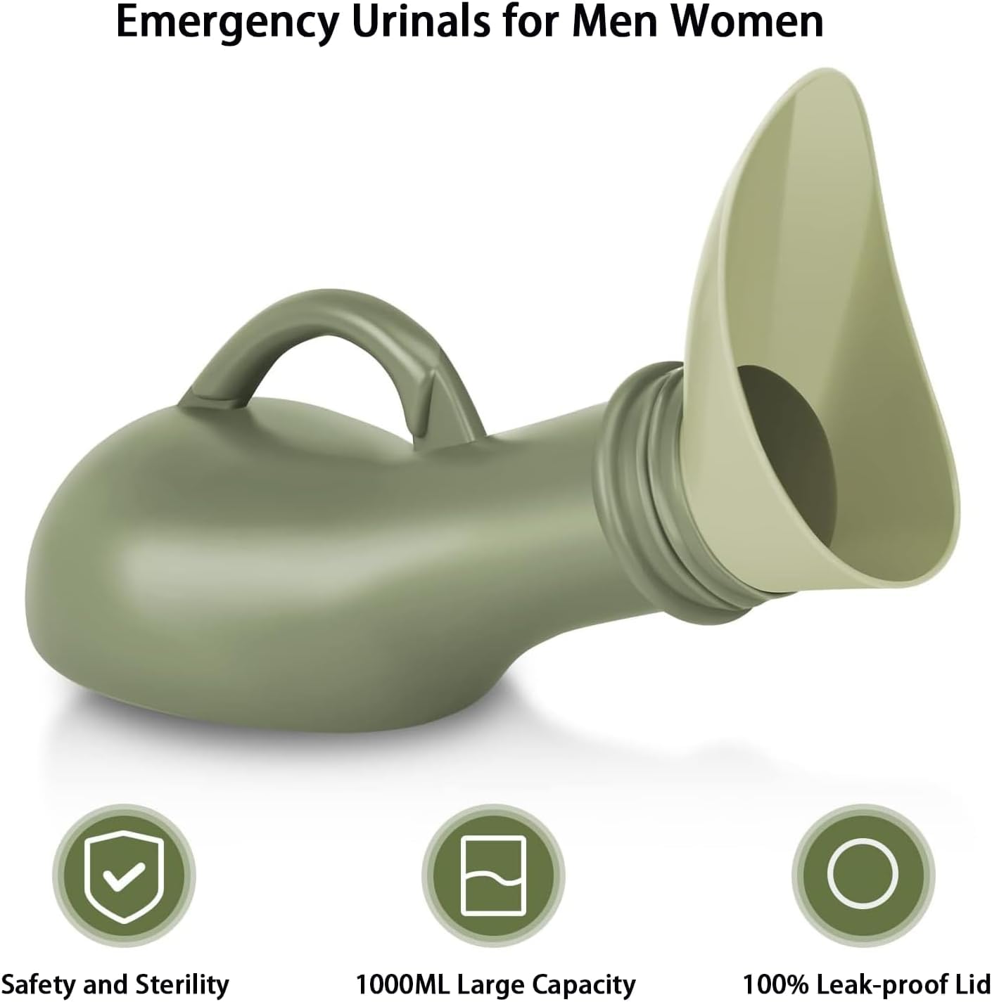 HANNEA Urinal Travel Toilet Urinal Bottles with Funnel Pee Bottle Urinals Unisex Portable Urine Bottle Pee Container Car Travel Camping, 1000ML