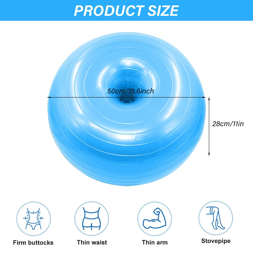 Proberos PVC Yoga Ball 19.6 inches Yoga Donut Ball Balance Training Ball Stability Donut Ball Core Balancing Training Ball Inflatable Yoga Donut Ball with Manual Air Pump