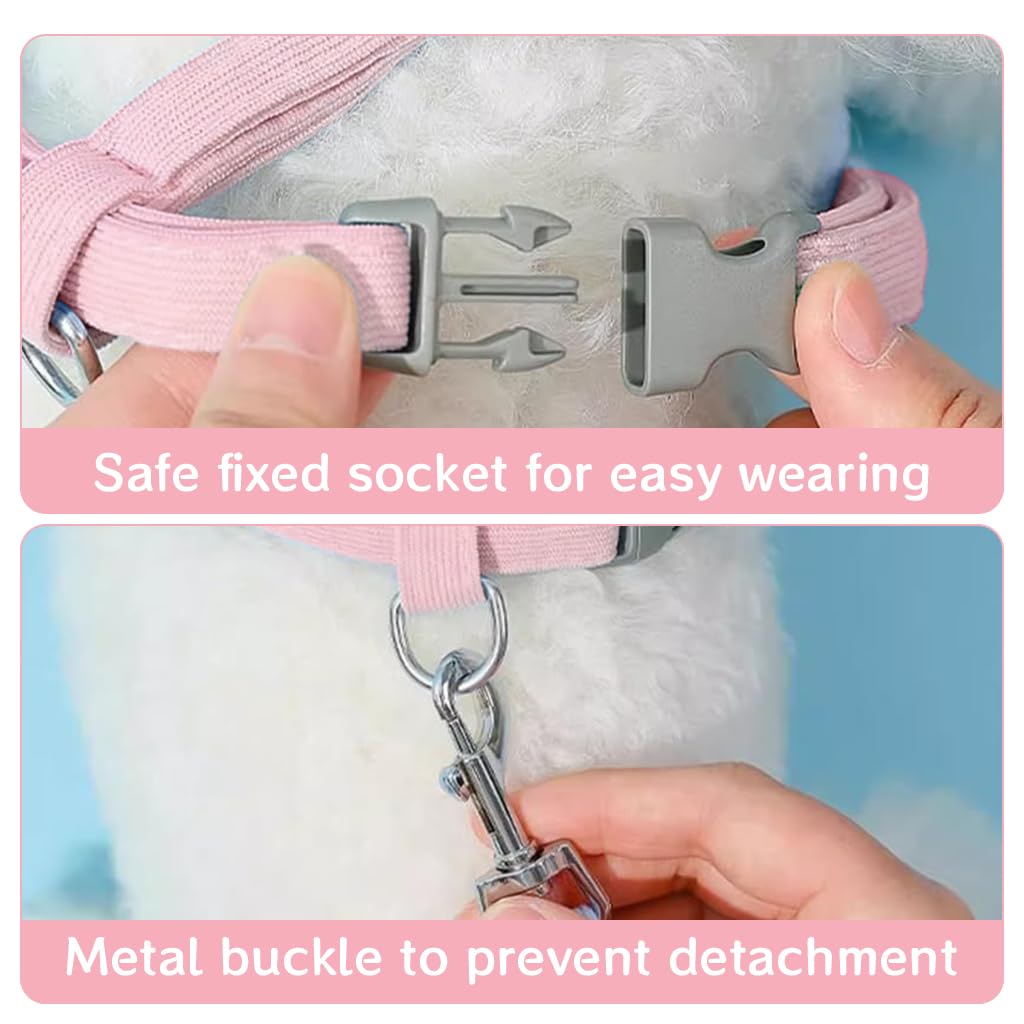 Qpets Cat Vest Harness with 1.2m Leash, Adjustable Cat Harness with Quick Release Buckle Breathable Fabric Cute Cat Harness (Min 2KG - Max 5KG)