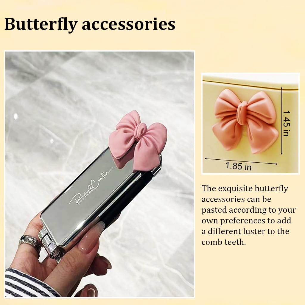 MAYCREATE Pocket Comb with Mirror Mini Comb for Makeup Bag Travel Folding Hair Brush With Mirror Air Cushioning Hair Comb Hair Styling Tools