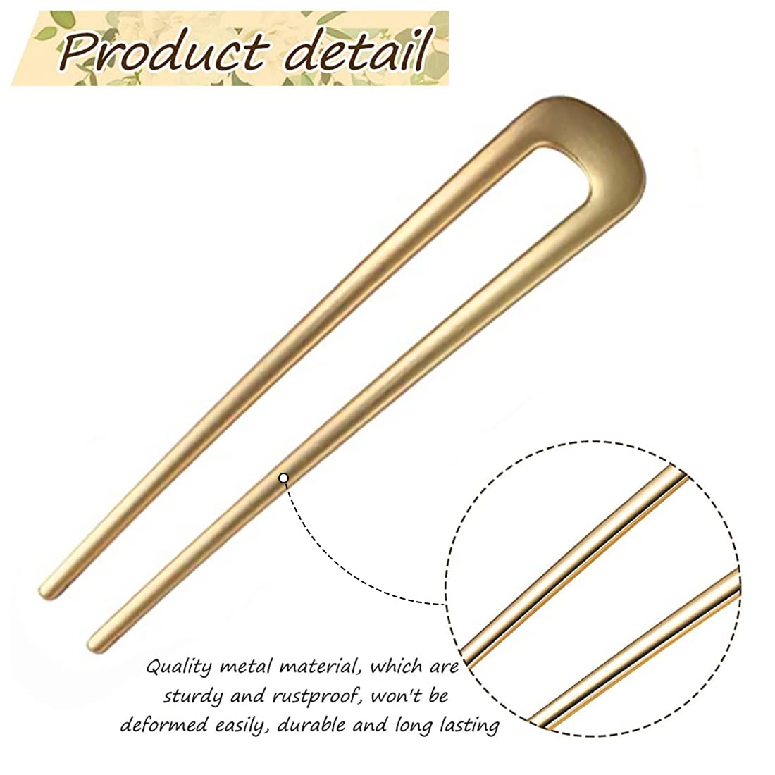 ZIBUYU 4 Pcs Hair Pins U Shaped French Metal Hair Pins Vintage Alloy Hair Forks Hair Clips for Women Girls Hair Accessories Hair Sticks (Silver and Gold)