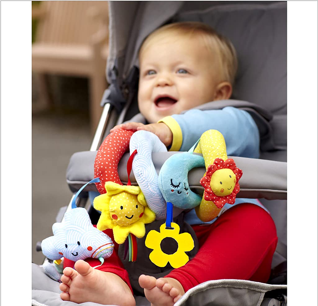 SNOWIE SOFT Activity Spiral Stroller, Bed Hanging, Baby Car Seat Pram Toy with Mirror for 0 to 12 Months Baby Boys and Baby Girls (Stars, Multicolour)