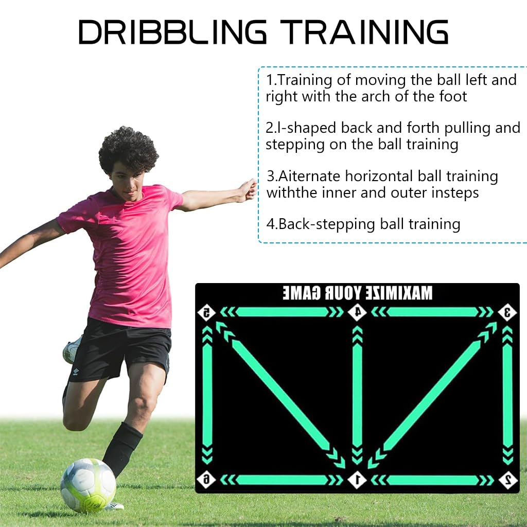 Proberos Kids Football Training Mat 23.6x35.4 inches Soccer Shooting Skill Training with Guild Lines Mat Agility Training Mat Anti-slip Diatom Mud Mat