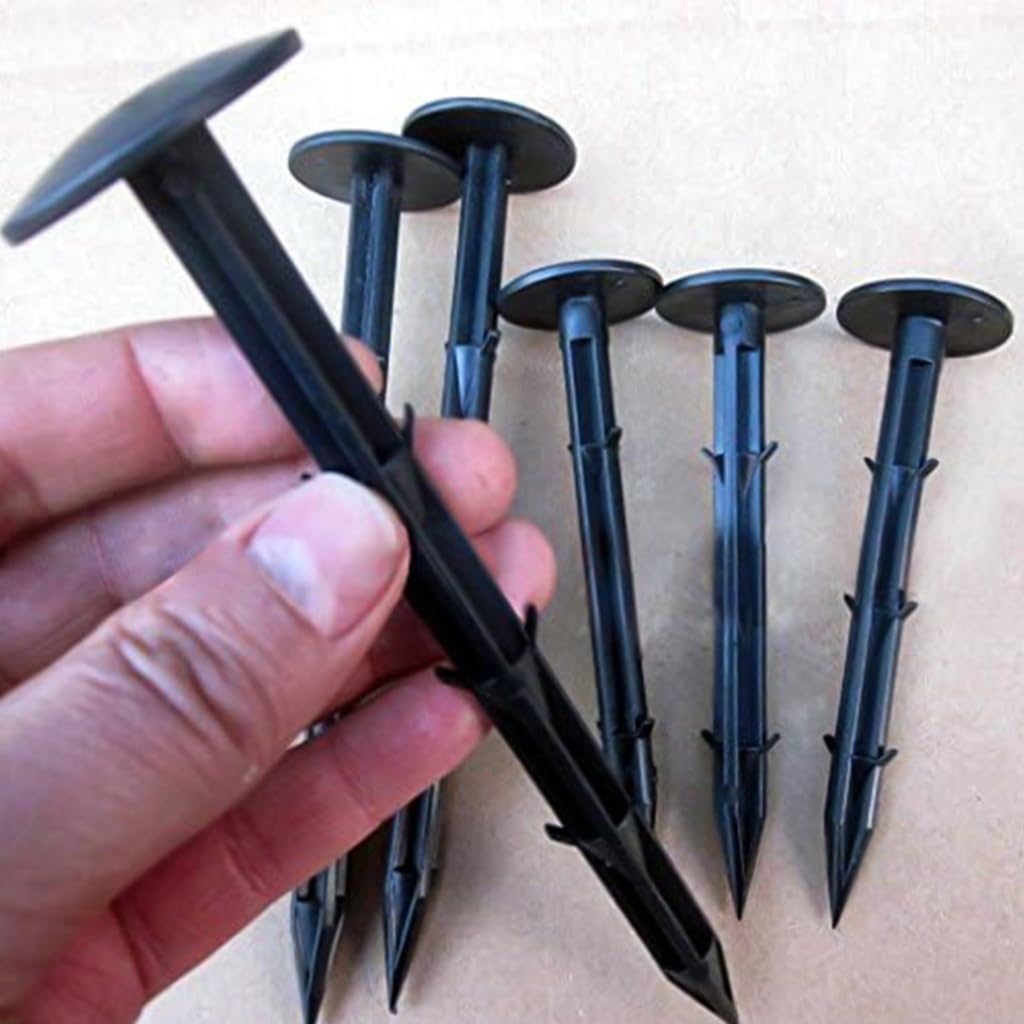 HASTHIP 50 Pcs Landscape Staples for Securing Landscape Fabric, Ground Cover or Drip Irrigation Tubing, Anti-UV Plastic Garden Stakes Staples Securing Pegs (11cm)