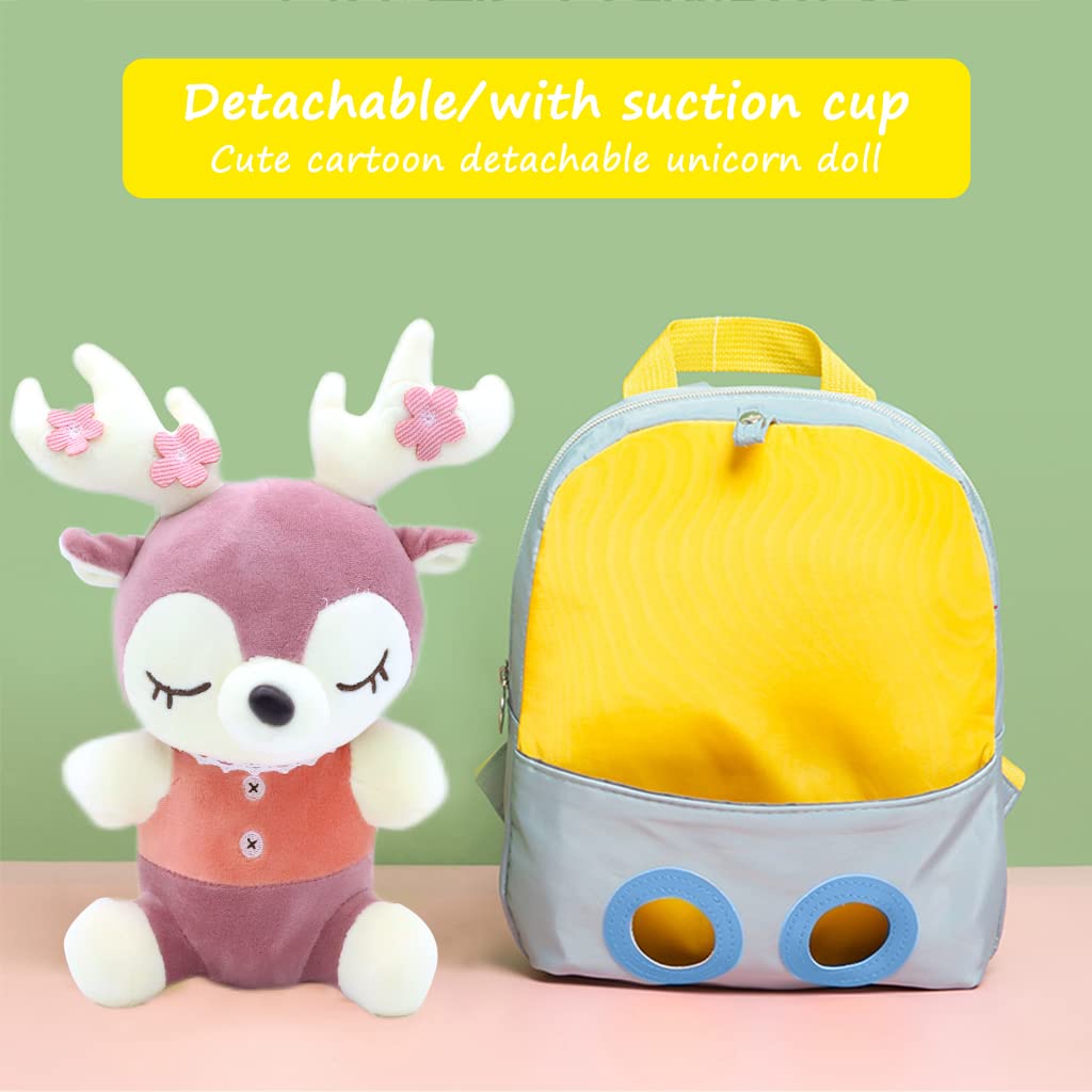 GUSTAVE Plush Bag with Cartoon Elk Stuffed Toy Detachable Cartoon Baby Backpack for Toddler Gift,Kids,Girls & Boys,2 to 3 Years Old Kid 22 by 26cm