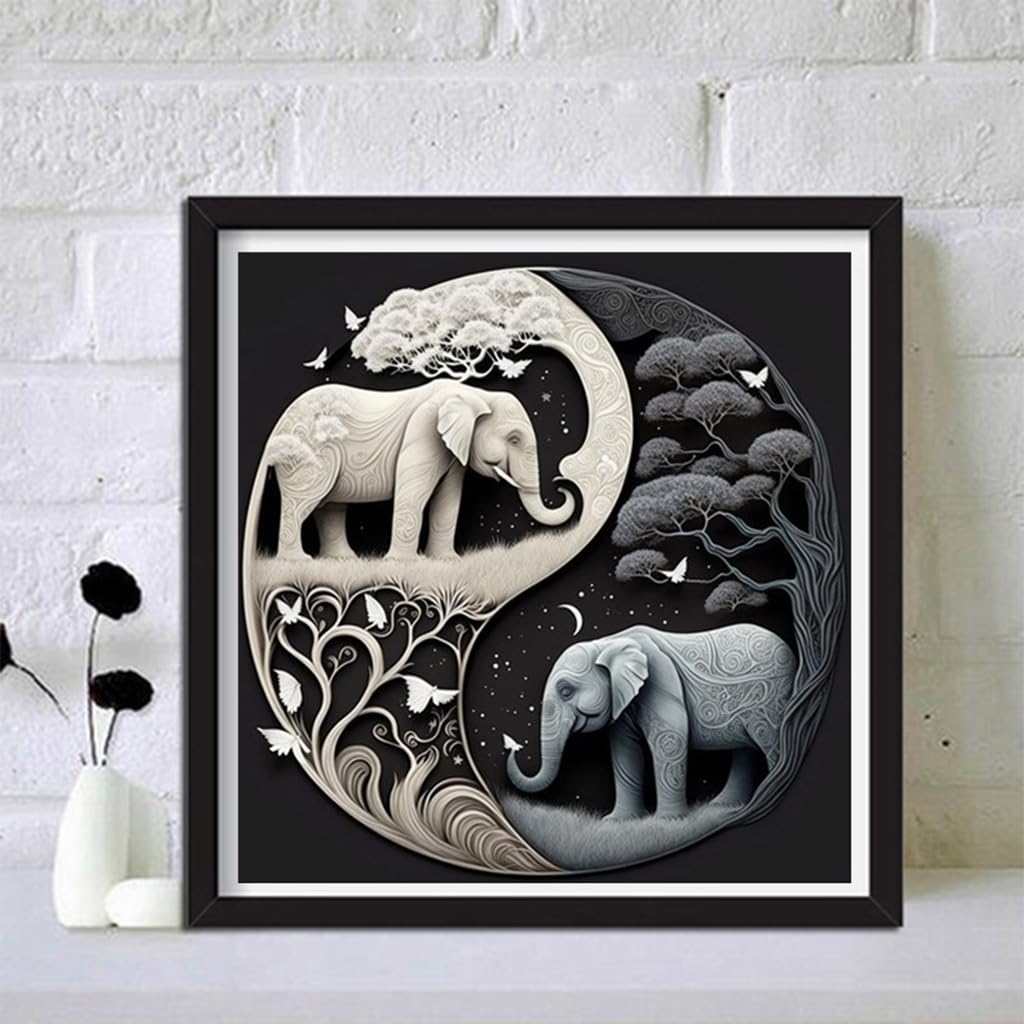 HASTHIP Diamond Painting Kit, 11.8x11.8inch Elephant Diamond Painting, 5D Diamond Painting Kit for Adults & Kids, Suitable for Home Leisure and Wall Decoration, Gift for Kids and Adults