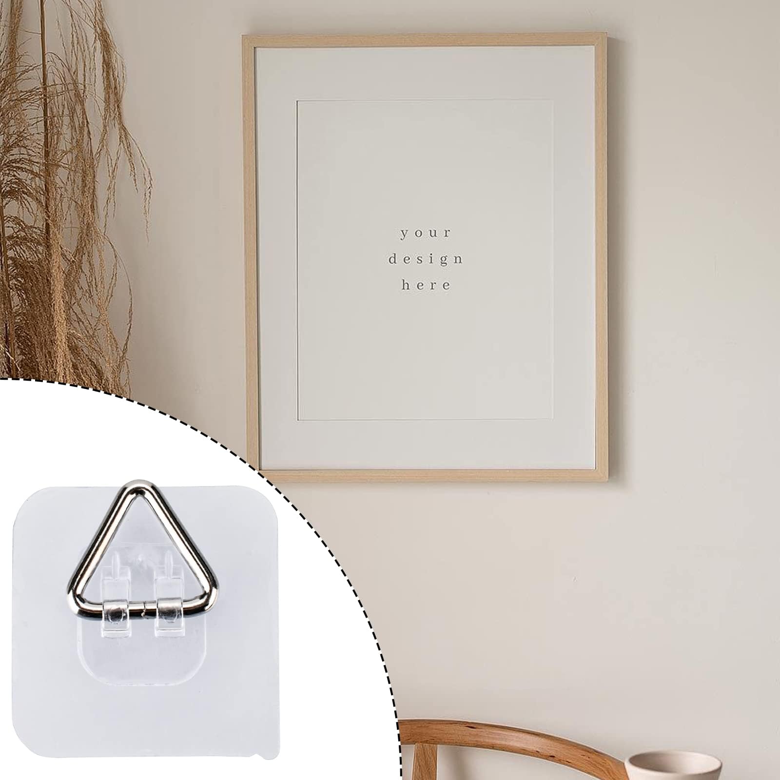 HASTHIP 20-Pack Self-Adhesive Wall Plate Hangers, Invisible Vertical Plate Holders, 2.4 Inch Adhesive Picture Hanger Hooks for Secure Display of Decorative Plates and Paintings