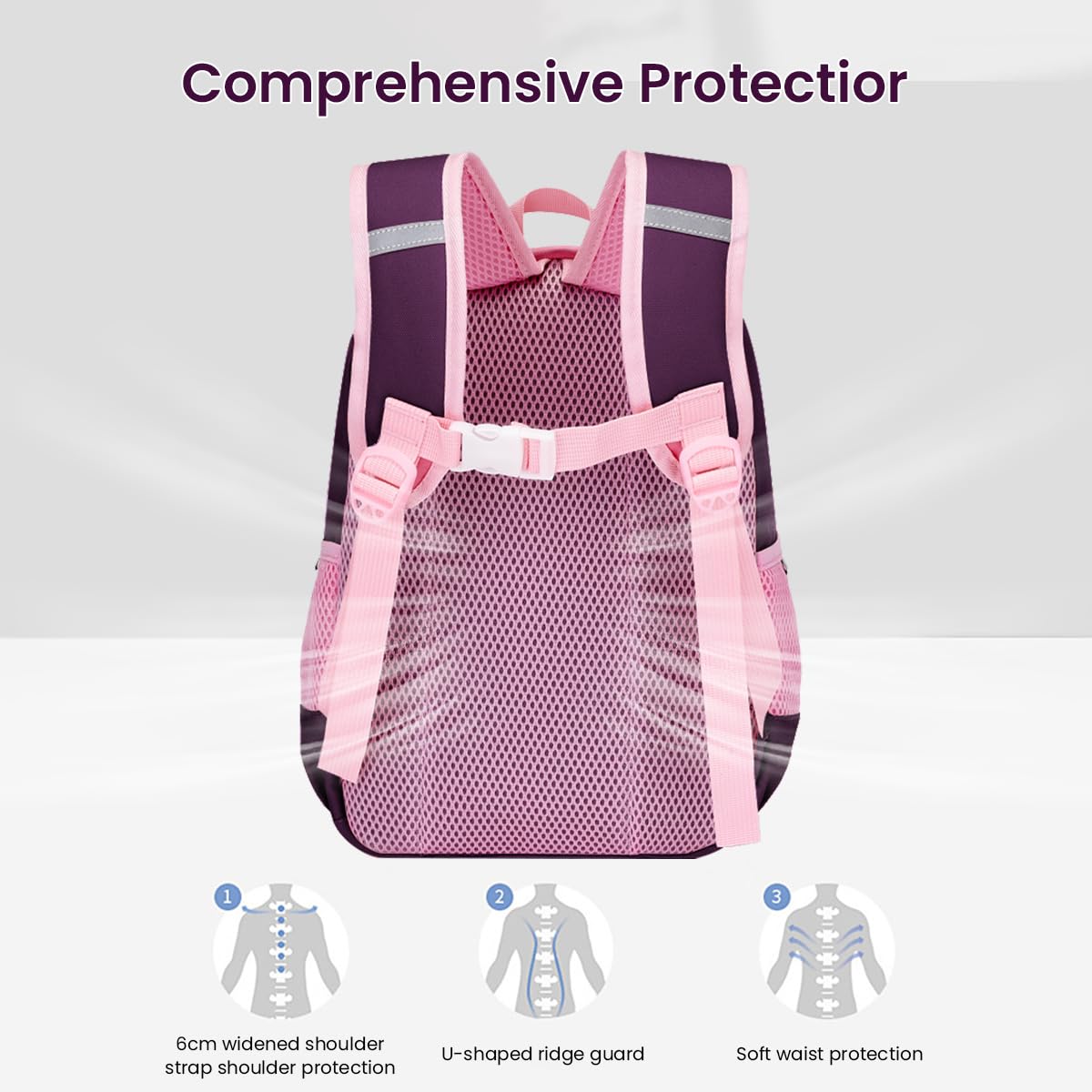 PALAY Unicorn Bags for Girls Kids Cartoon Print Lightweight Backpack for School, Travel, Camping, Burden-relief School Bag For Girls 3-7 Years Old