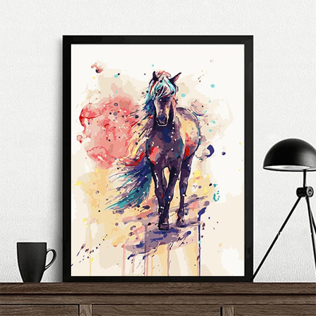 HASTHIP Paint by Numbers for Adults, 16x20inch DIY Aesthetic Horse Canvas Painting with Brushes & Pigments, Art & Craft Set for Home Decor, Gift for Teens & Adults, No Frame Included