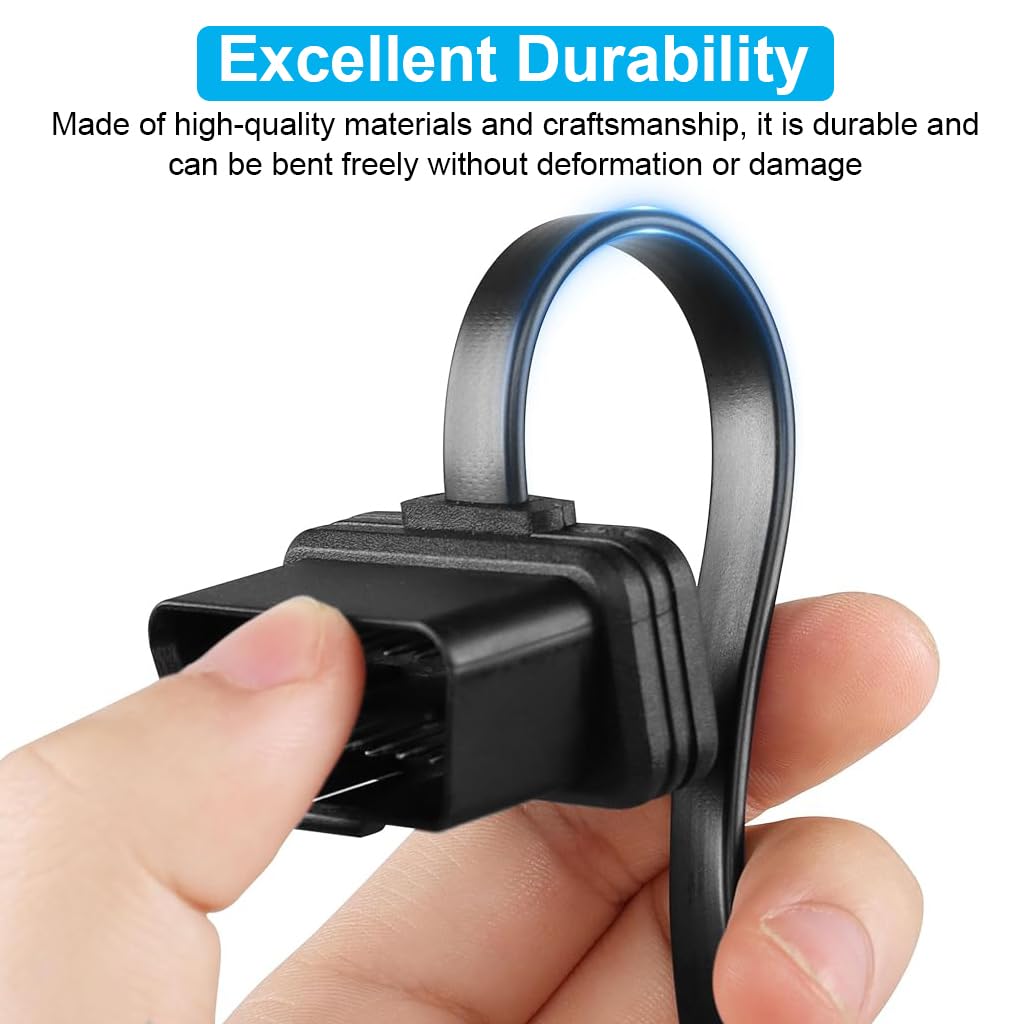 STHIRA OBD2 Extension Cable, 16 Pin Extension Cable for OBDII Scanner, 23.6'' Ultra-Thin OBDII Male to Female Extension Cable Diagnostic Extender Cord Adapter